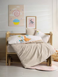 L'essentiel linge de maison Juego de funda nórdica Ranforce Baby Crema y Blanco